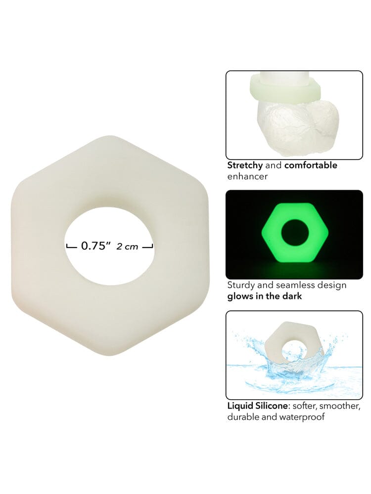 Alpha Glow-In-The-Dark Liquid Silicone Prolong Sexagon Ring