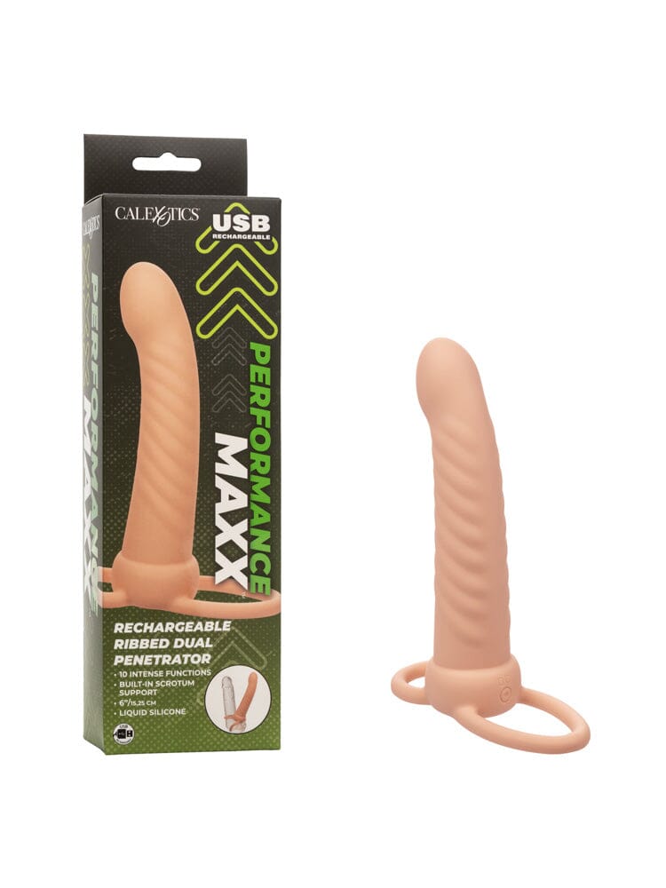 Performance Maxx Rechargeable Ribbed Dual Penetrator - Ivory
