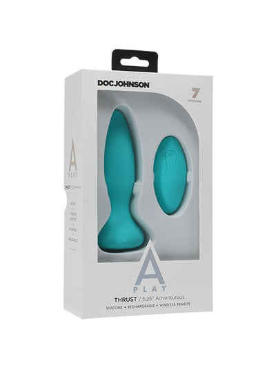 A-Play Thrust Silicone Remote Butt Plug Anal Toys Doc Johnson Teal Adventurous