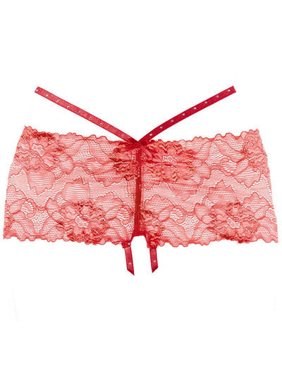 Allure Kelly Lace Crotchless Boy Shorts Lingerie Allure Lingerie Red
