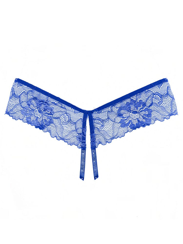Allure Tallulah Scalloped Lace Open Panty Lingerie Allure Lingerie Blue