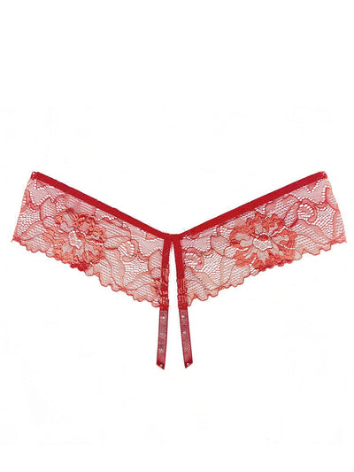 Allure Tallulah Scalloped Lace Open Panty Lingerie Allure Lingerie Red