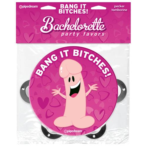Bachelorette Party Favor Penis Tambourine Novelties and Games Pipedream Products Pink