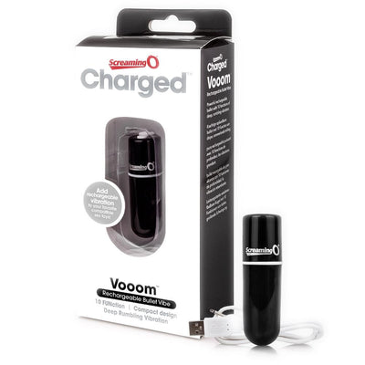 Charged Vooom Rechargeable Mini Bullet Vibrators Screaming O Black 