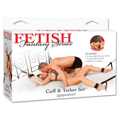 Fetish Fantasy Series Cuffs & Tether Set Bondage & Fetish Pipedream Products Black