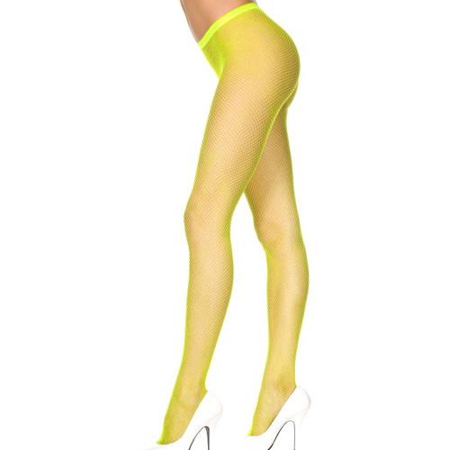 Seamless Fishnet Classic Pantyhose Lingerie Music Legs One Size Plus Yellow