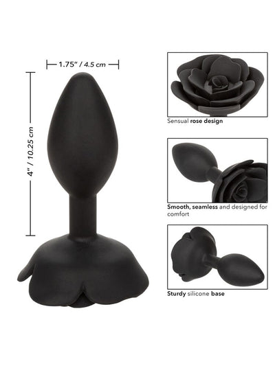 Forbidden Rose Silicone Anal Plug Anal Toys CalExotics Black Medium