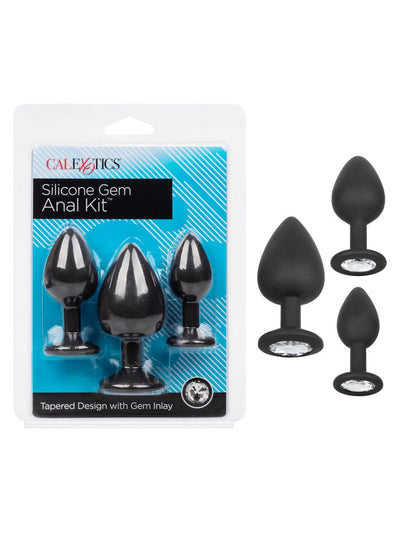 Silicone Gem Inlay Triple Plug Anal Kit Anal Toys CalExotics Black
