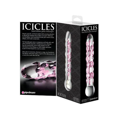 Icicles No. 7 Glass Dual Ended Massager Dildos Pipedream Products Pink/Clear