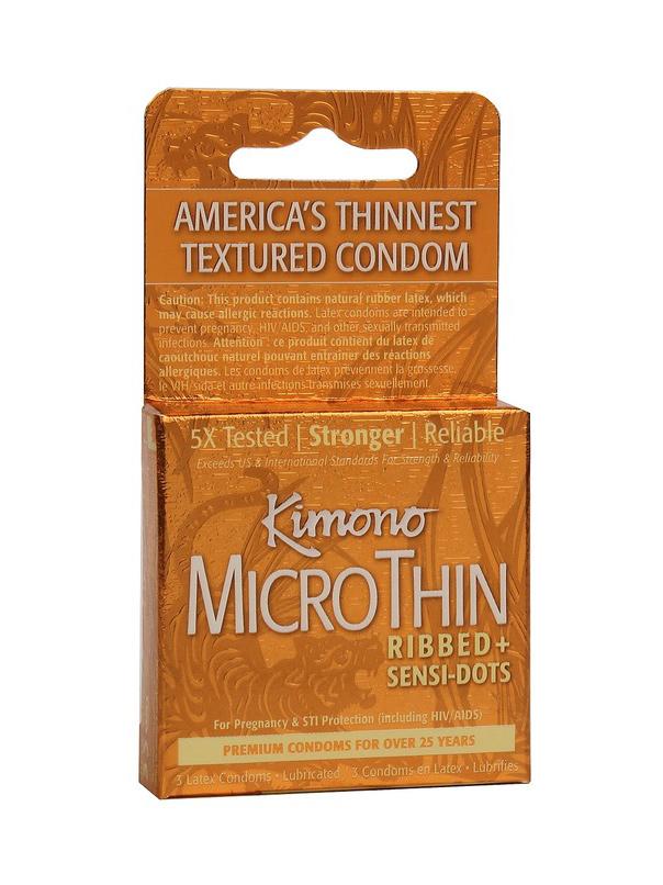 Kimono Micro Thin Sensi Dot Ribbed Condoms  More Toys Kimono Condoms 3 Pack 