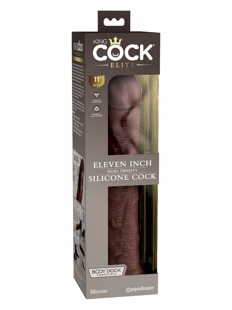 King Cock Elite Silicone Dual Density Dildo Dildos Pipedream Products 11 inch Dark 