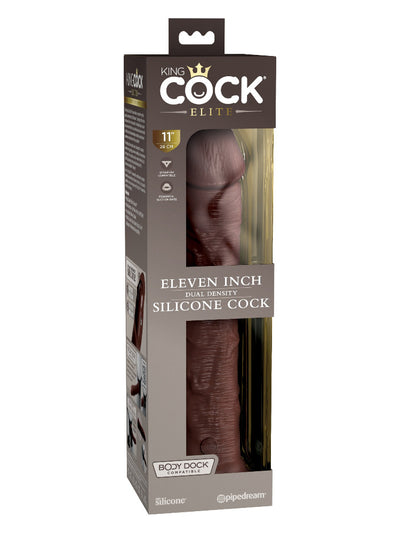 King Cock Elite Silicone Dual Density Dildo Dildos Pipedream Products 11 inch Dark 