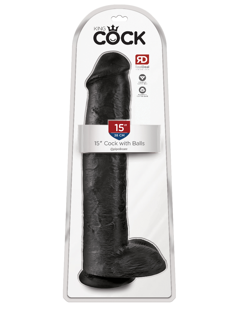 King Cock Realistic Dildo with Balls Dildos Pipedream Products Black 15"