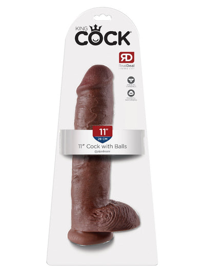 King Cock Realistic Dildo with Balls Dildos Pipedream Products Dark 11"