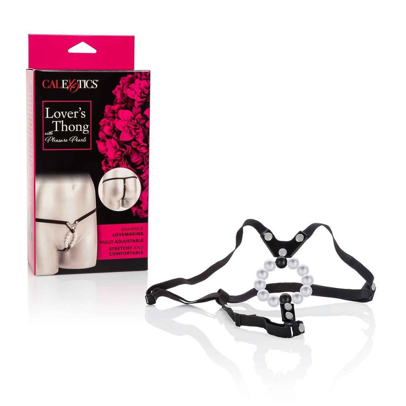 Lover’s Thong & Pleasure Beads More Toys California Exotics Novelties Black/White