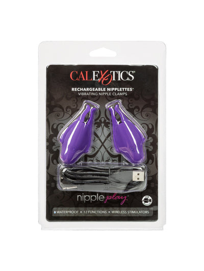 Nipple Play Rechargeable Nipplette Clamps Bondage & Fetish CalExotics Purple