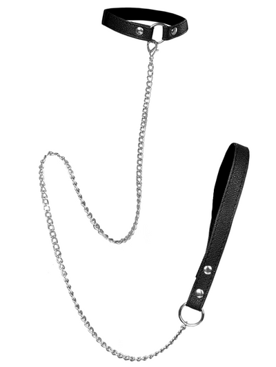 Adore Bondage Paramour Collar & Leash Set Bondage & Fetish Allure Lingerie Black/Silver