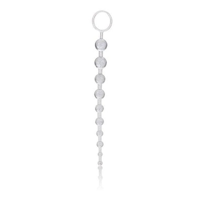 Platinum Pure Gold X-10 Glittery Anal Beads Anal Toys CalExotics Silver/Clear