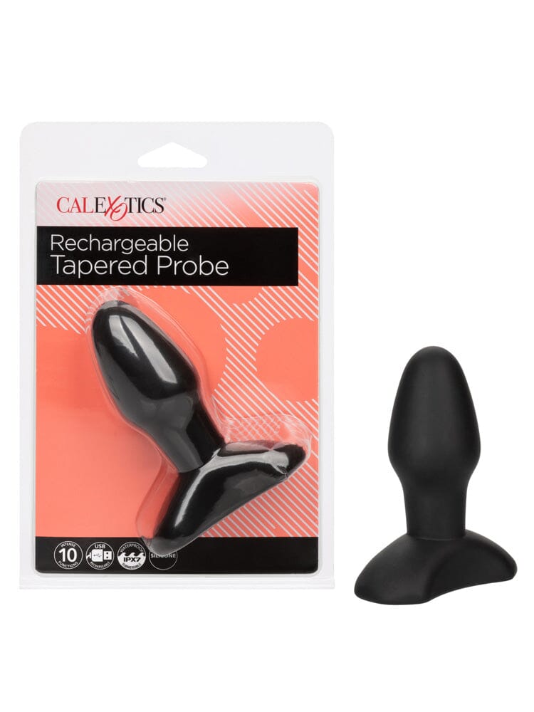 Rechargeable Silicone Tapered Anal Probe Anal Toys CalExotics Black