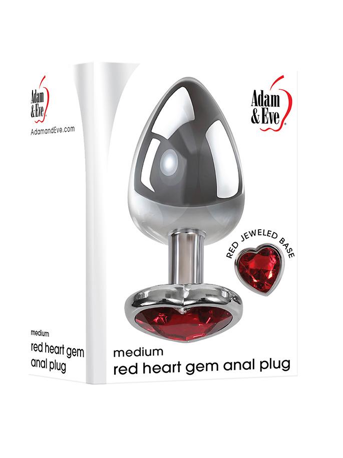 Adam & Eve Red Hearts Gem Metal Anal Plugs Anal Toys Adam & Eve Silver/Red Medium