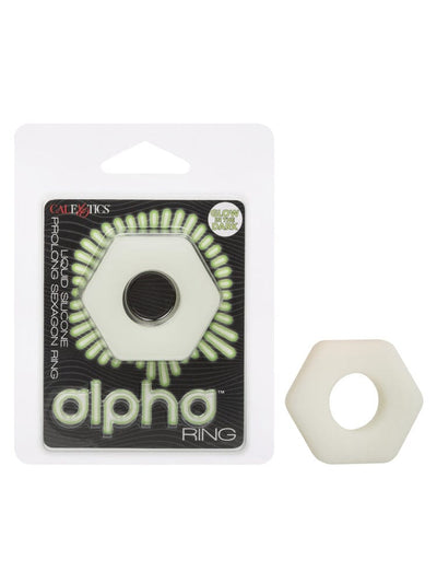 Alpha Glow-In-The-Dark Silicone Prolong Sexagon Cock Ring Green