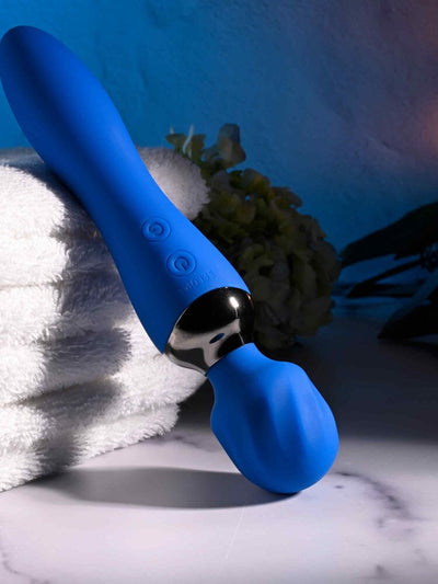 Blue Belle Rechargeable Silicone Dual Ended Wand Massager