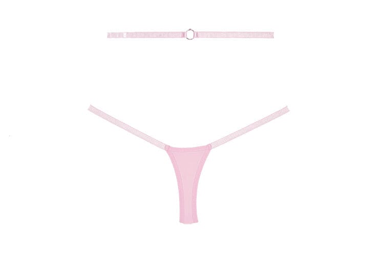 Cherished Lace and Mesh Thong - Pink O/S