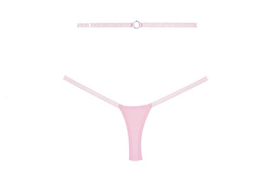 Cherished Lace and Mesh Thong - Pink O/S