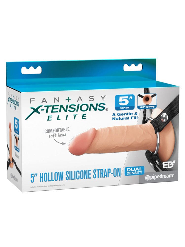 Fantasy X-tensions Elite 5" Silicone Hollow Dual Density Strap-on - Light