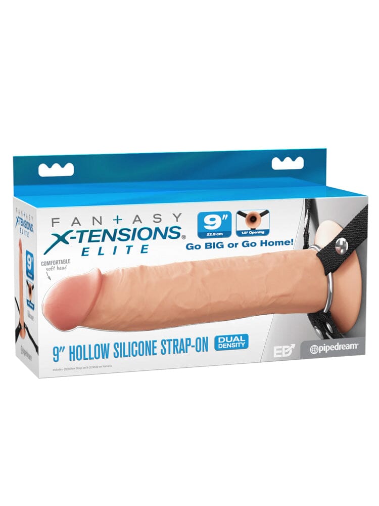 Fantasy X-tensions Elite 9" Silicone Hollow Dual Density Strap-on - Light