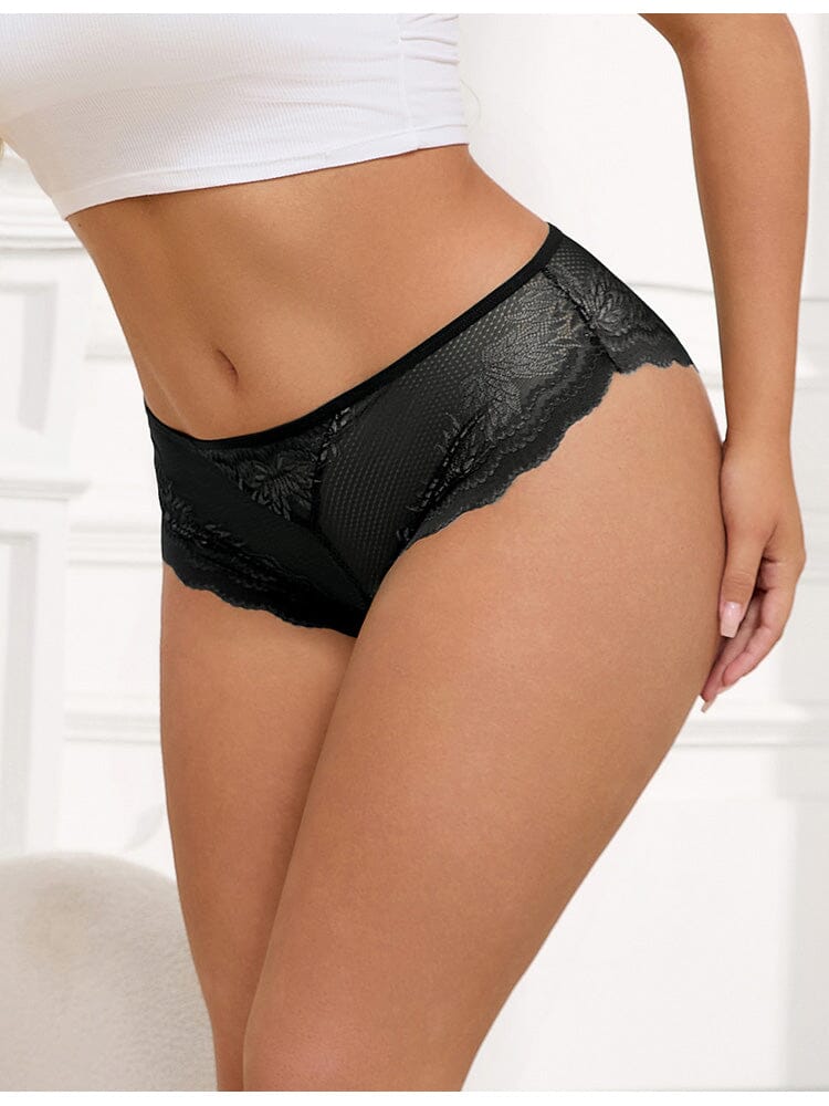 Hollow Out Panty With Metal Heart- Black 1X/2X