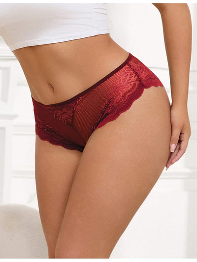 Hollow Out Panty With Metal Heart- Red M/L