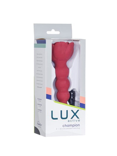 Lux Active Champion Silicone Beaded Red Rose Plug 8 inch