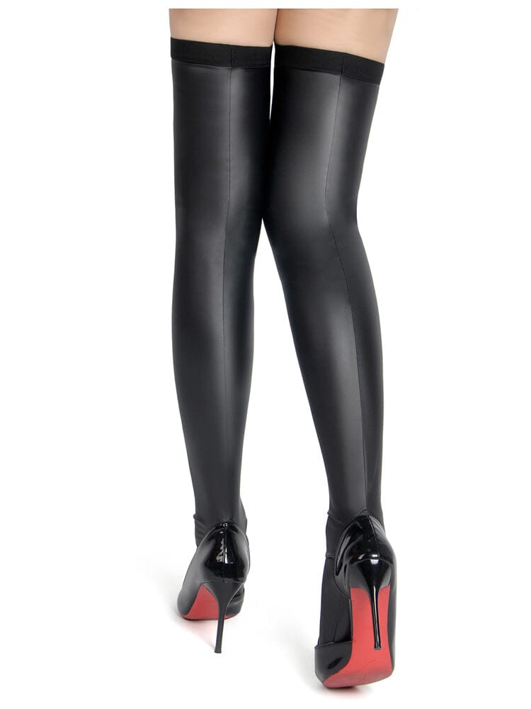 Matte Leather Elastic Stockings - Black OS