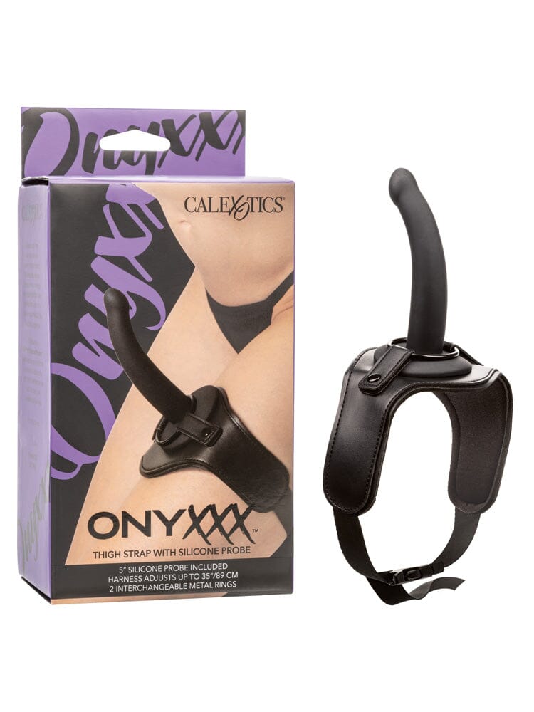 Onyxxx 5” Silicone Probe Black Thigh Strap-On Harness Set