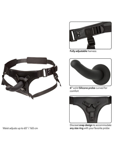 Onyxxx 6” Silicone Probe Black Jock Strap-On Harness Set