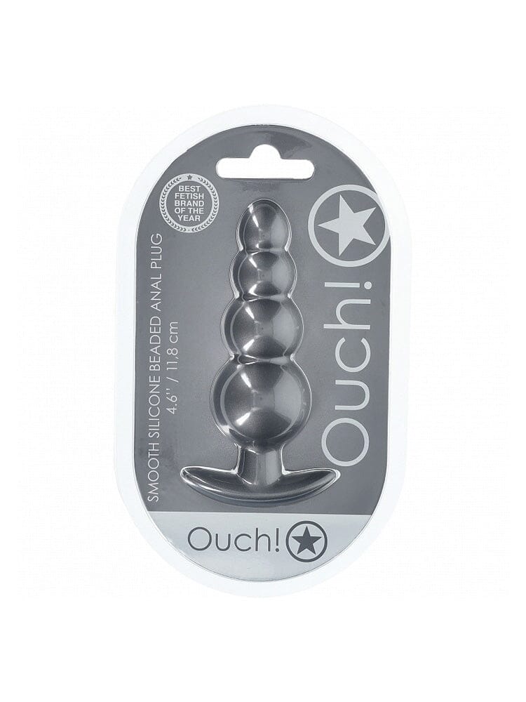 anal plug tanga OUCH! Ribbed Metallic Gun Metal Silicone Anal Plug main image 0