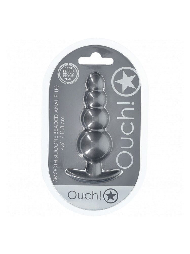 OUCH! Beaded Metallic Gun Metal Silicone Anal Plug Anal Toys Shots America