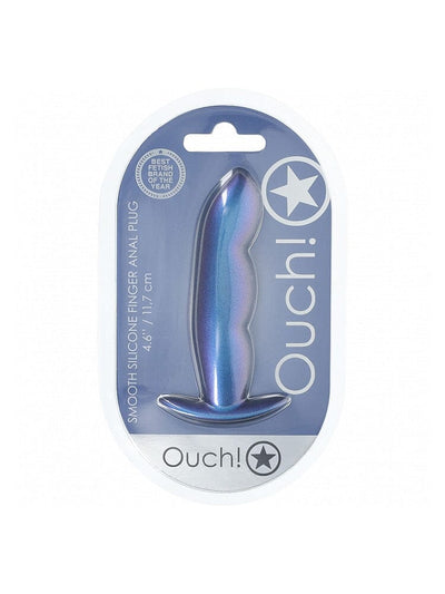 OUCH! Finger Metallic Blue Silicone Anal Plug Anal Toys Shots America