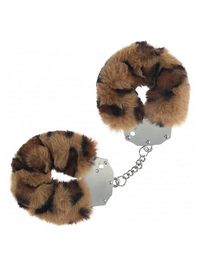 OUCH! Heavy-Duty Fluffy Leopard Bondage Handcuffs Bondage Shots America