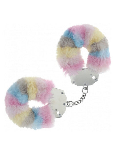 OUCH! Heavy-Duty Fluffy Multicolour 2 Bondage Handcuffs Bondage Shots America