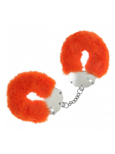 OUCH! Heavy-Duty Fluffy Orange Bondage Handcuffs Bondage Shots America