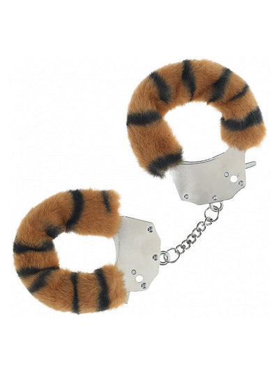 OUCH! Heavy-Duty Fluffy Tiger Bondage Handcuffs Bondage Shots America