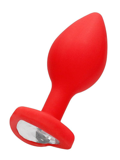 OUCH! Large Red Silicone Diamond Heart Jewel Butt Plug