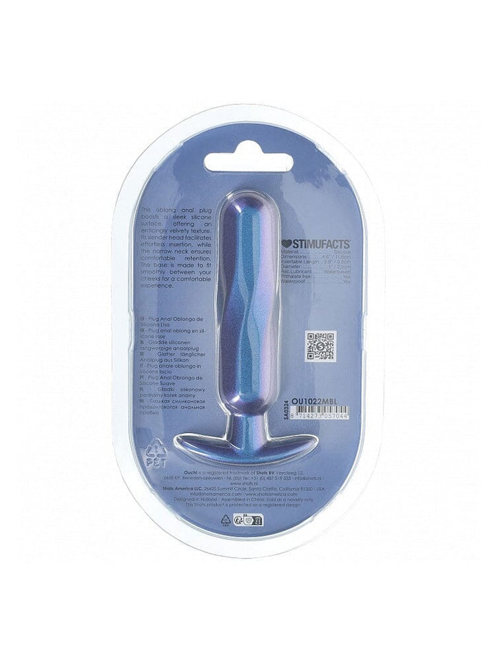 OUCH! Oblong Metallic Blue Silicone Anal Plug
