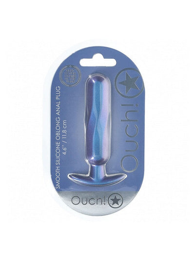 OUCH! Oblong Metallic Blue Silicone Anal Plug Anal Toys Shots America