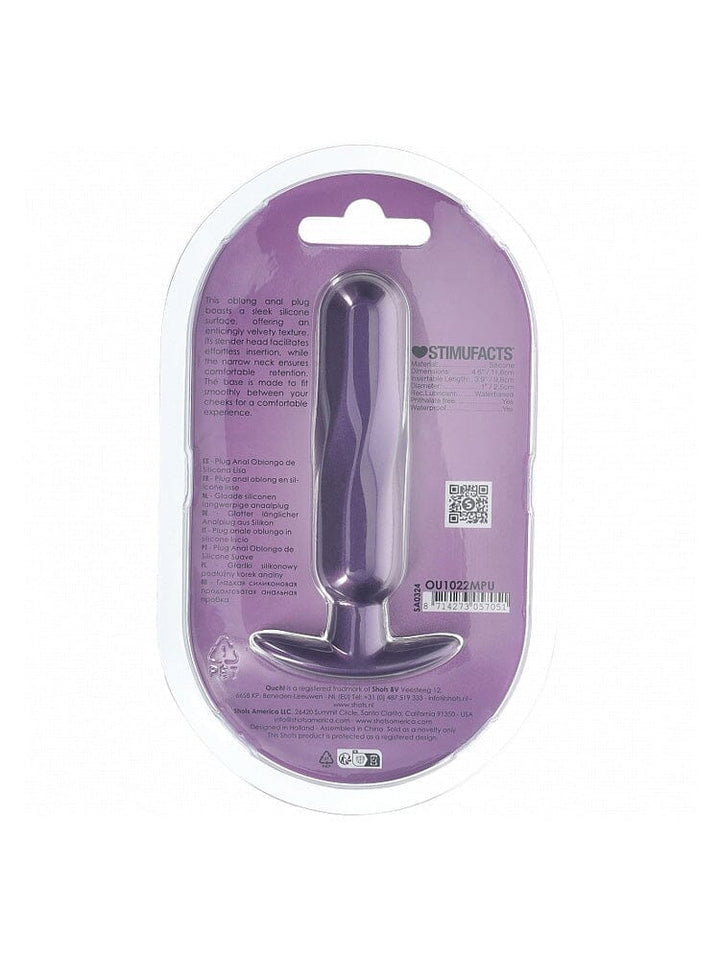 OUCH! Oblong Metallic Purple Silicone Anal Plug