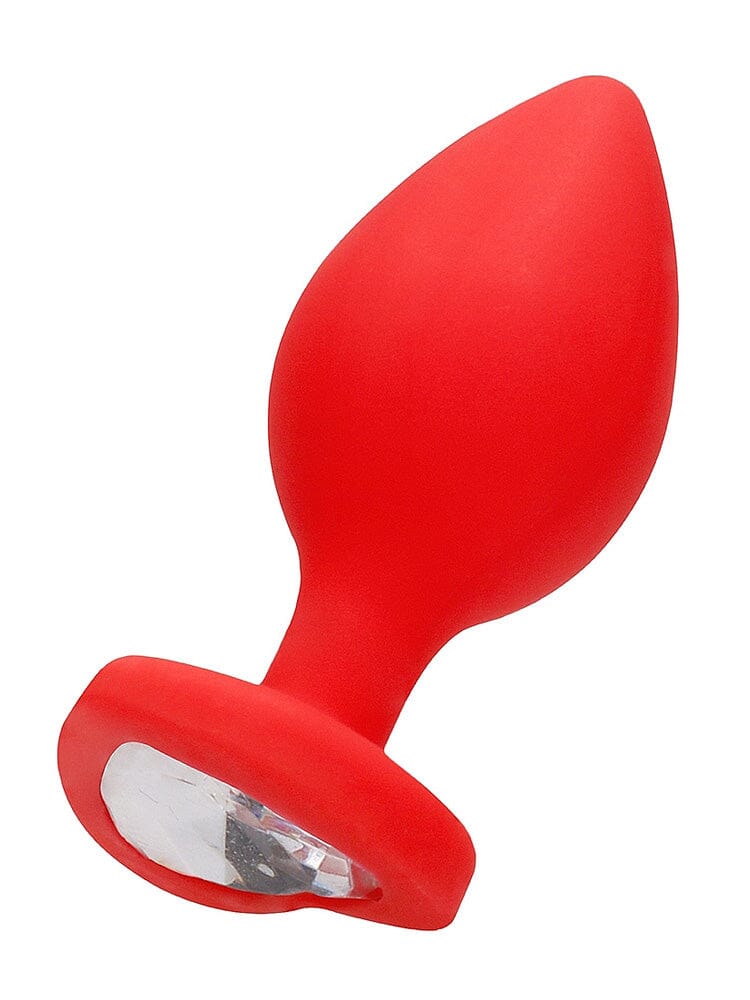 OUCH! X-Large Red Silicone Diamond Heart Jewel Butt Plug