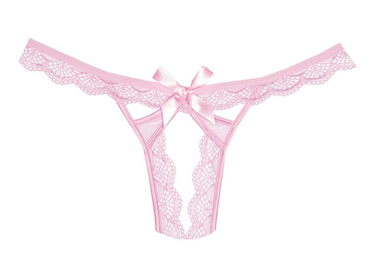 Peach-y Lace and Mesh Open Panty - Pink O/S