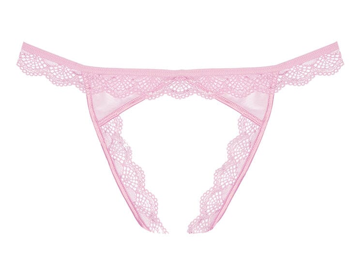 Peach-y Lace and Mesh Open Panty - Pink O/S